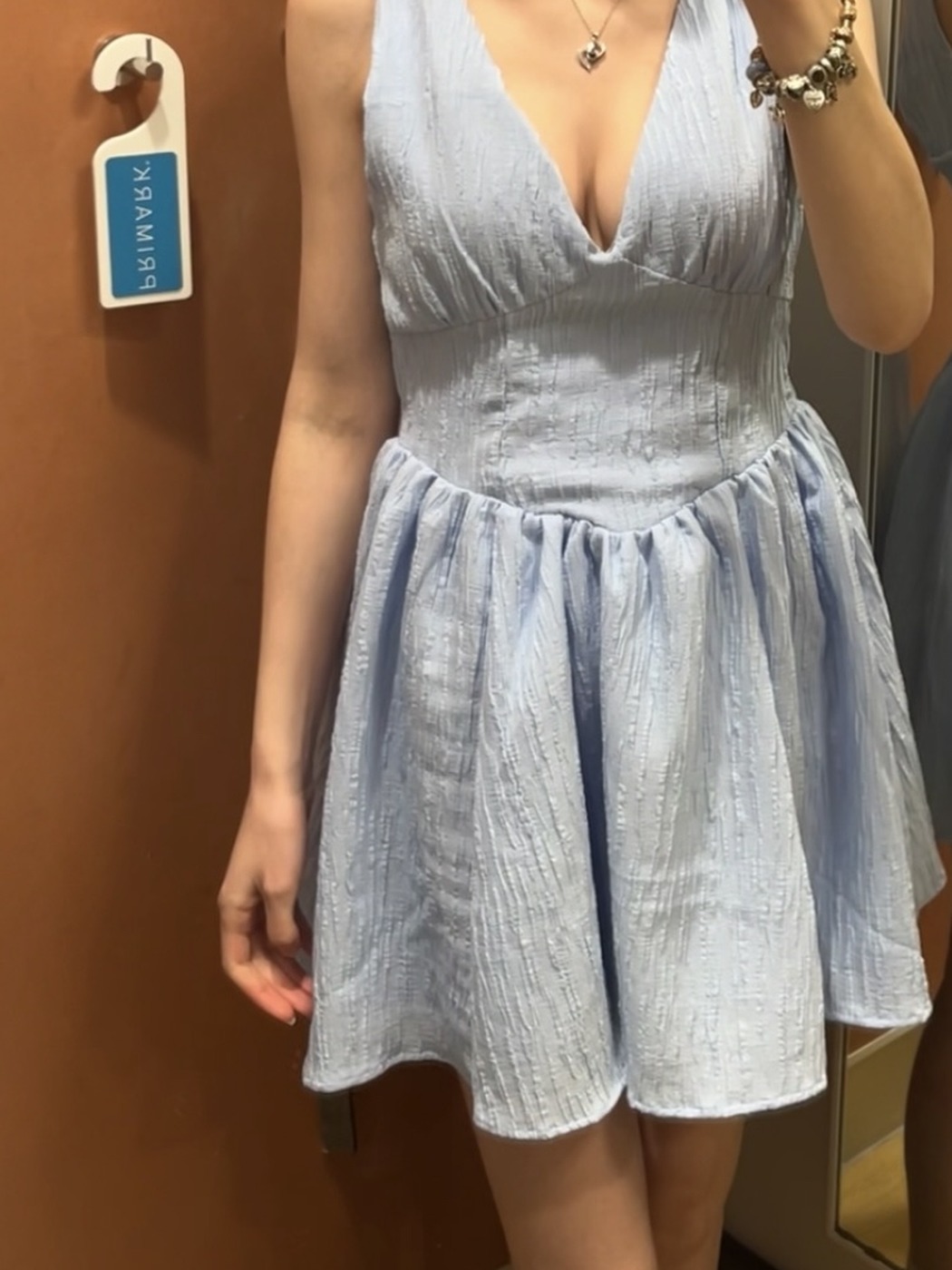 Primark textured corset mini dress in blue