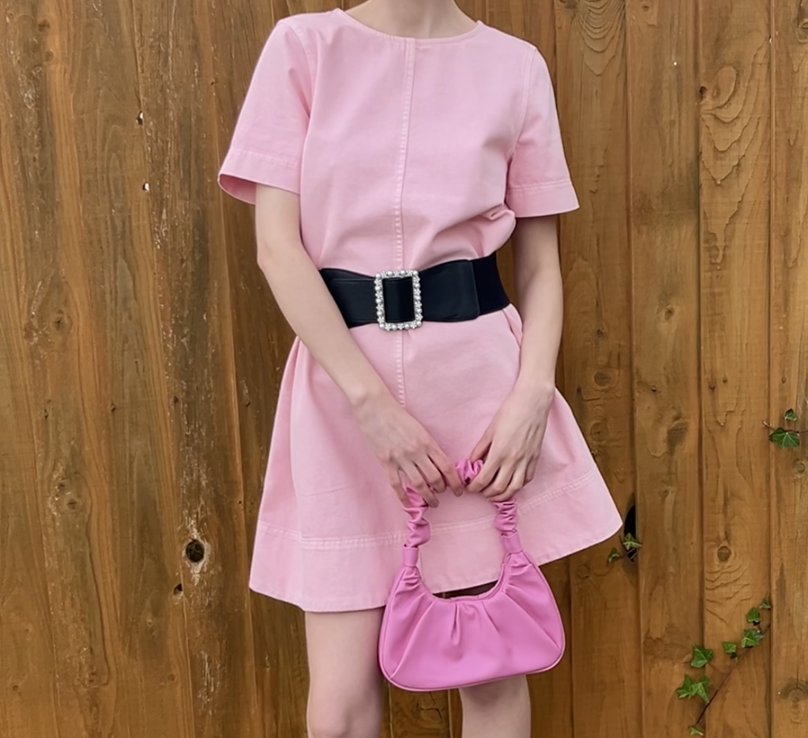 M&S Pure Cotton Pink Denim Mini T-Shirt Dress