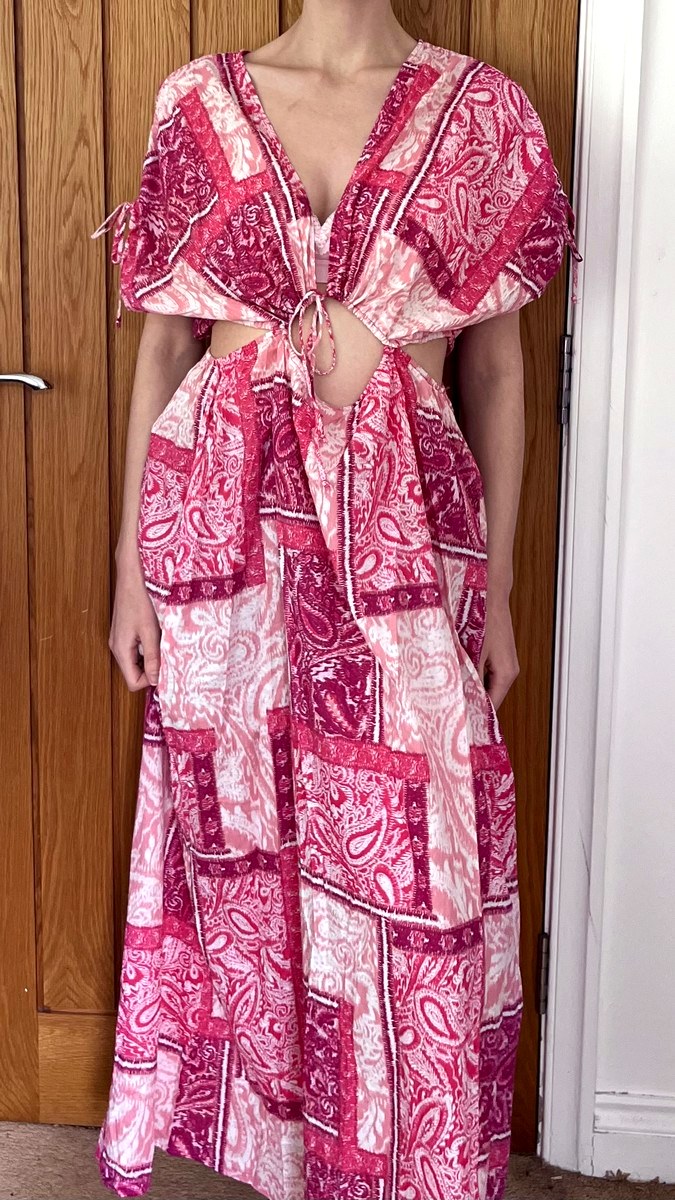Pink paisley cut-out dress
