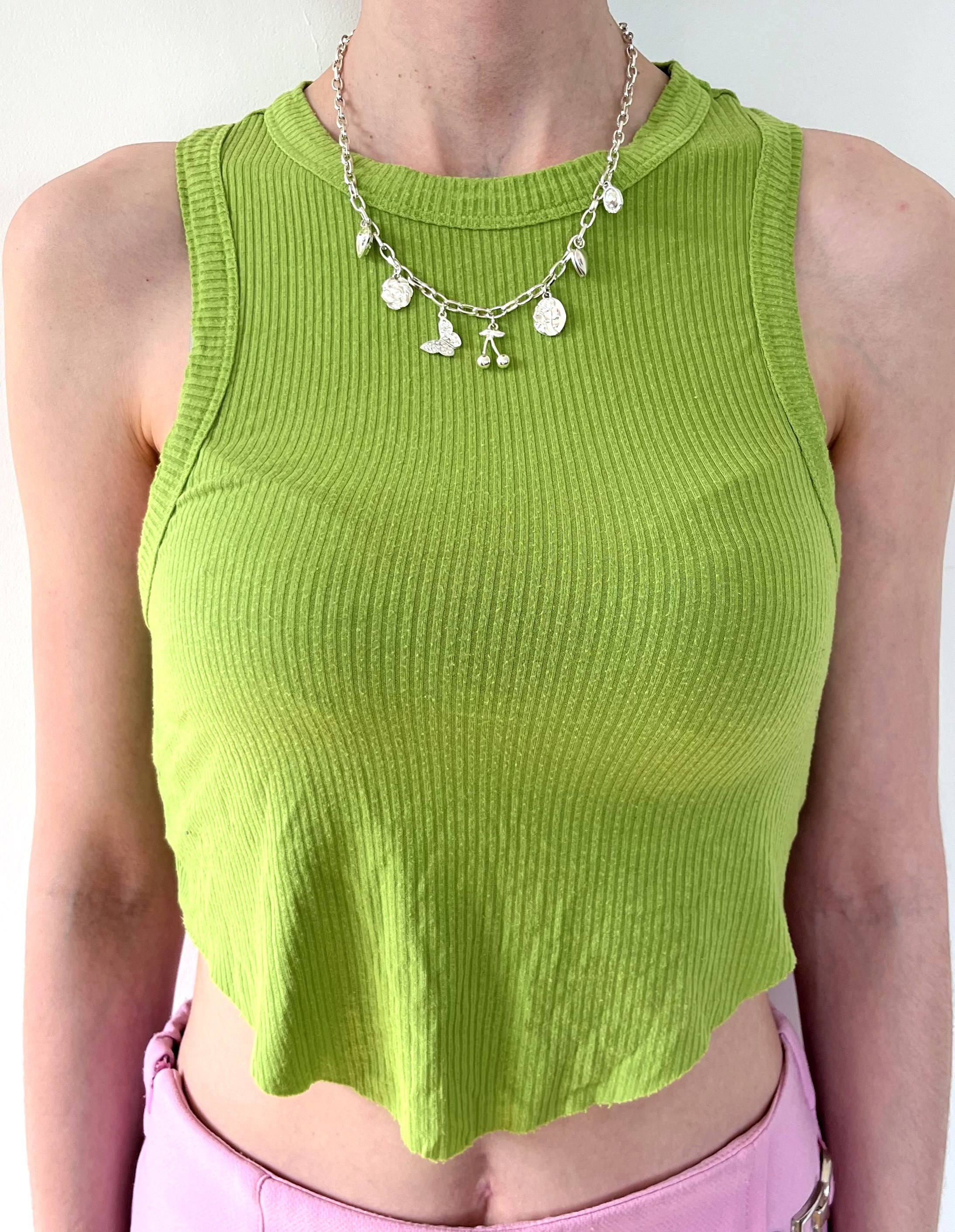 Green Urban Outfitters ribbed crop tank