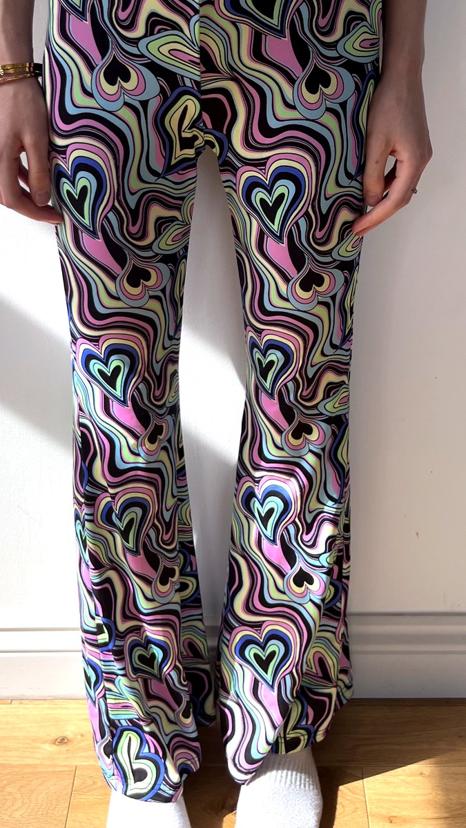 Multicolour swirl print flared trousers